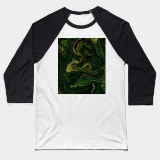 Green, black and gold marbled pattern Baseball T-Shirt